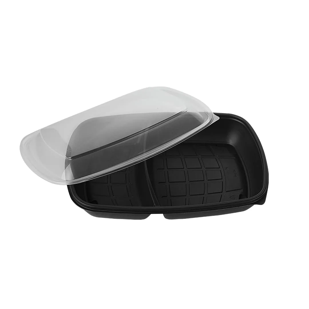 ظرف یکبار مصرف ماکروویوی دو خانه پلی پرو 1600 سی سی طب پلاستیک