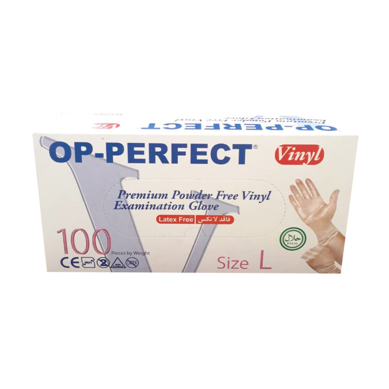 دستکش یکبار مصرف وینیل اپی پرفکت 100 عددی Op Perfect Vinyl Examination Disposable Glove